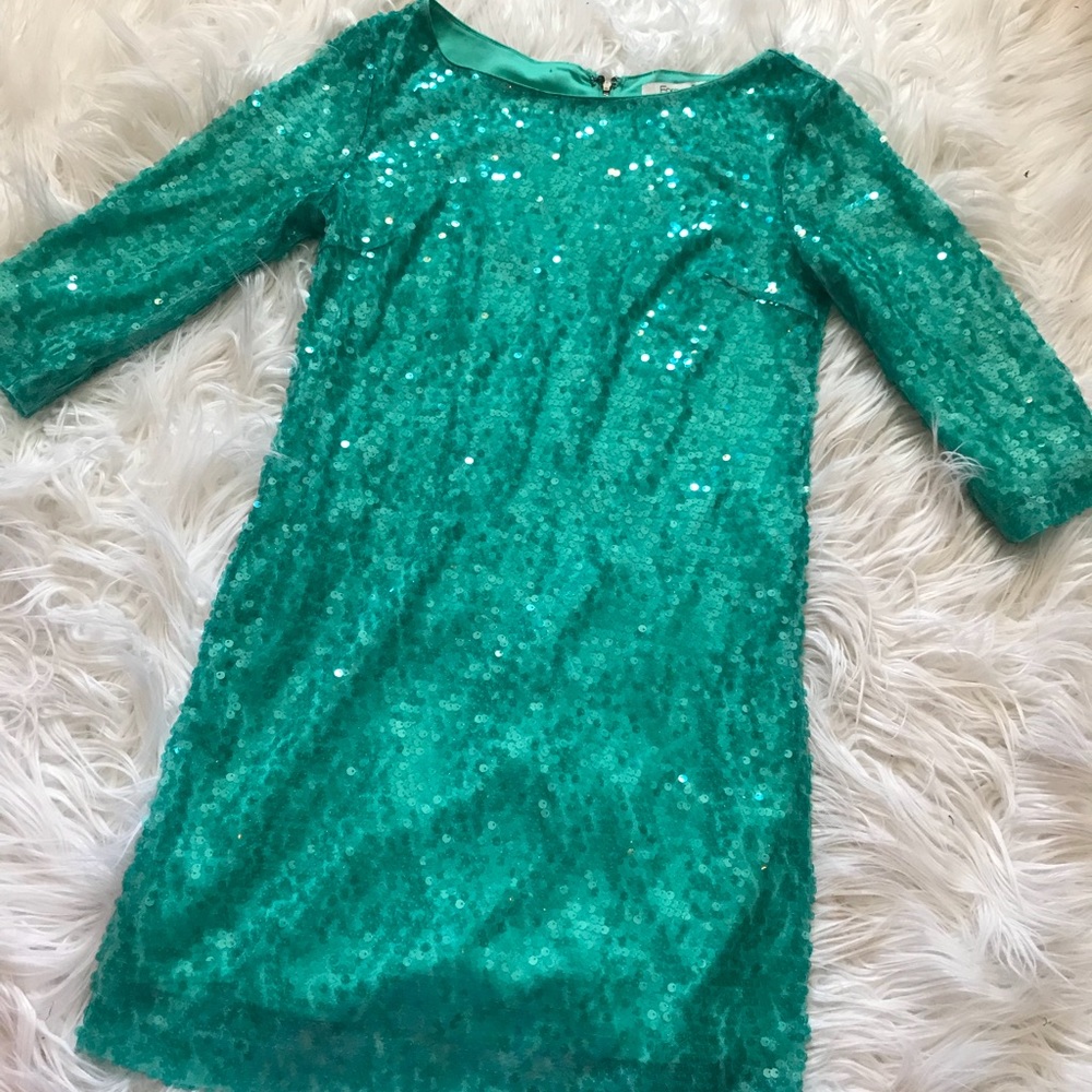 turquoise sequin mini dress